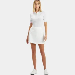 G/FORE Contrast Stripe Cotton Blend Ribbed Knit Polo- Sweaters