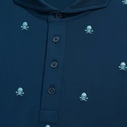 G/FORE Embroidered Skull & Tees Tech Jersey Modern Spread Collar Polo- Polos & Shirts