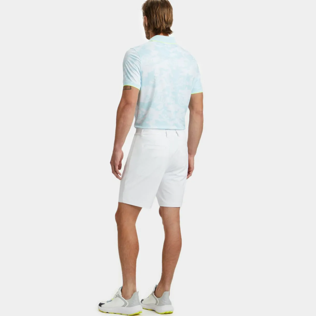 G/FORE Exploded Camo Tech Jersey Modern Spread Collar Banded Sleeve Polo- Polos & Shirts