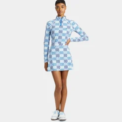 G/FORE Gradient Check Silky Tech Nylon Quarter Zip Pullover- Mid Layers