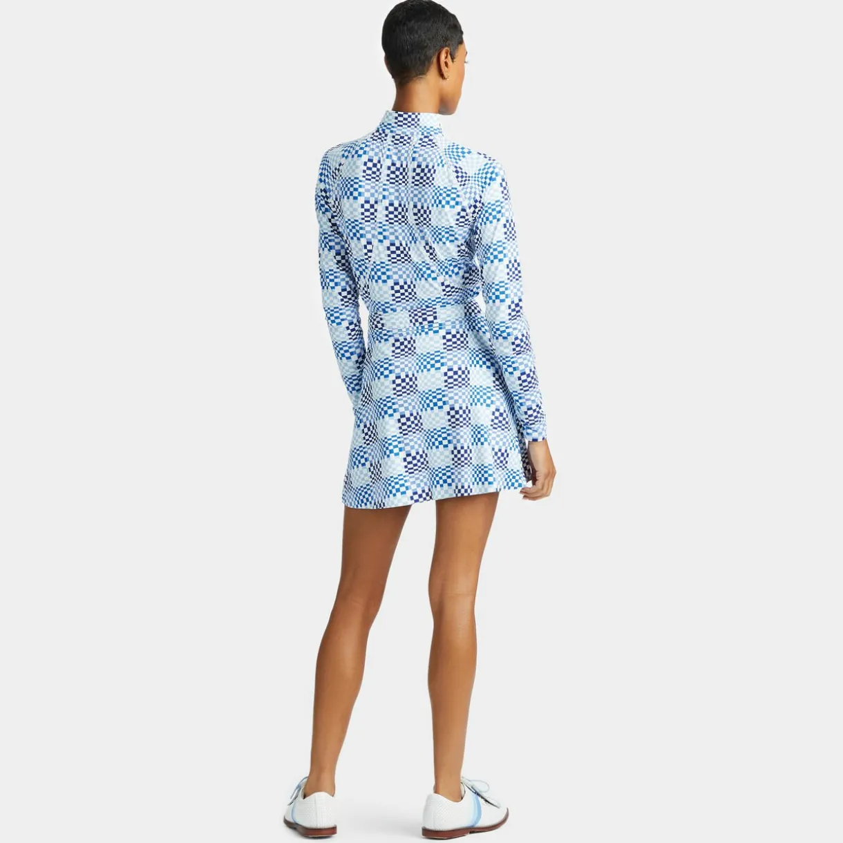 G/FORE Gradient Check Silky Tech Nylon Quarter Zip Pullover- Mid Layers