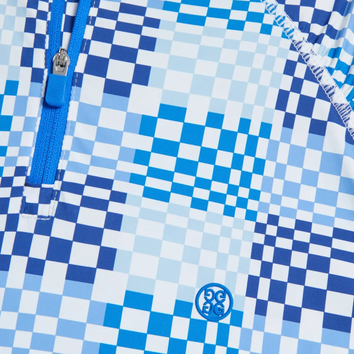 G/FORE Gradient Check Silky Tech Nylon Quarter Zip Pullover- Mid Layers