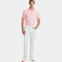 G/FORE Perforated Stripe Tech Jersey Modern Spread Collar Polo- Polos & Shirts